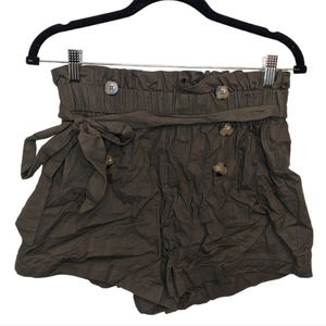 Shein Women's High-Rise Paperbag Shorts with Button Detail Size L